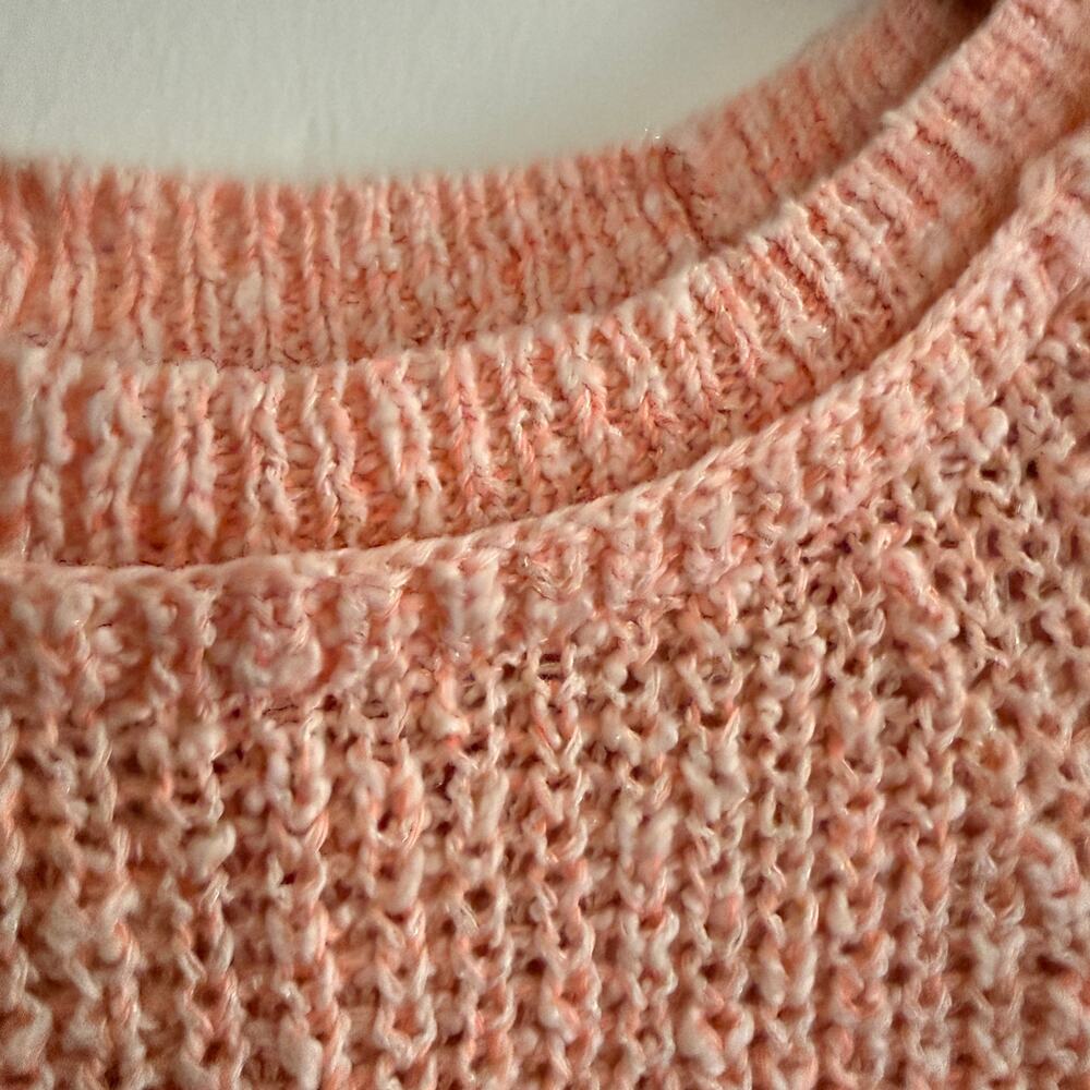 FREE PEOPLE | Electric City Coral Beachy Linen Cotton Round Neck Sweater Medium - Picture 3 of 6